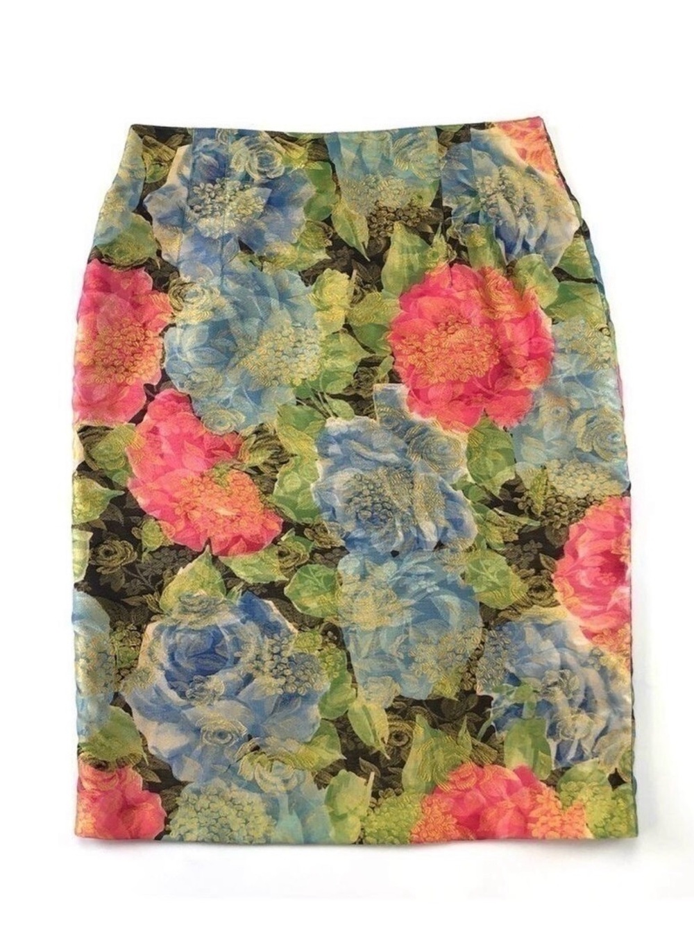 MONDI Vintage green rose jacquard floral print skirt Size 42